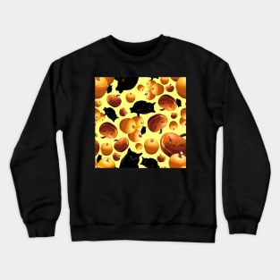 Black Cat and Pumpkins Tossed on Yellow Repeat 5748 Crewneck Sweatshirt